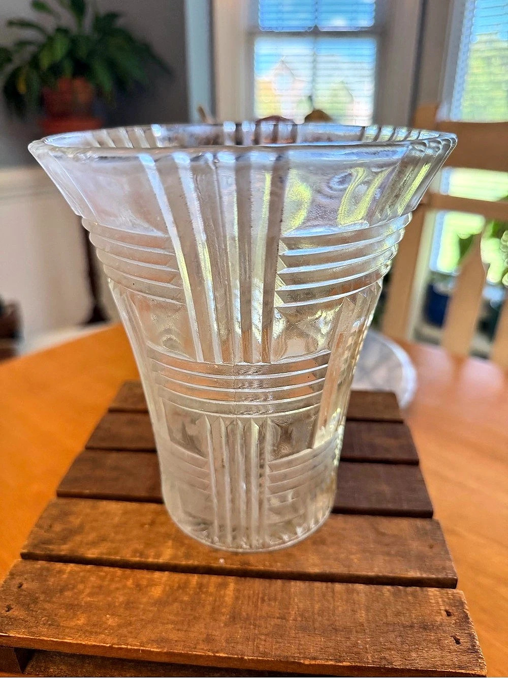 1940’s Vintage Basketweave Clear Glass Vase